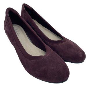Clarks Collection Womens Mallory Berry Heels Heel Purple Leather Low 6.5 M